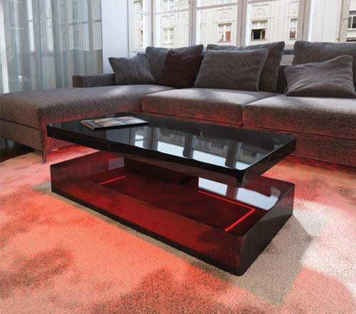 Tiffany Black High Gloss Rectangular Coffee Table with LED Lighting