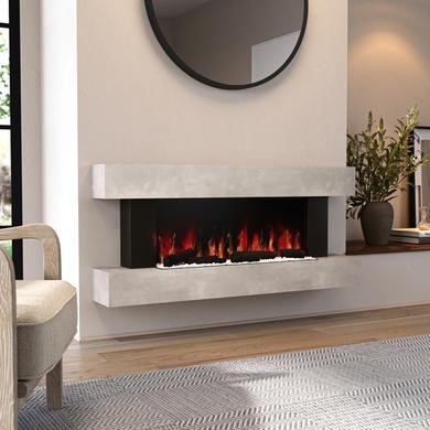 Stone Effect Wall-Mounted Electric Smart Fireplace 52 Inch
