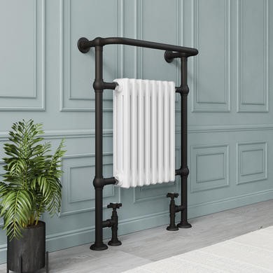 Black Radiator Traditional Bathroom Radiator With Towel Rail Black