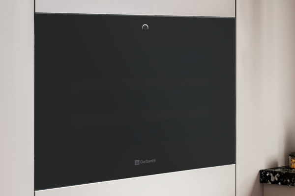 Handleless black glass door on the DeSantii 19 bottle in-column wine cooler