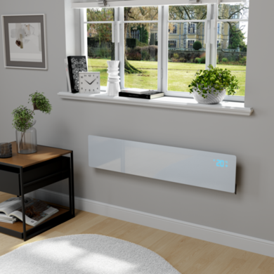 electriQ 750W Smart Slim Gloss White Glass Panel Heater Wall