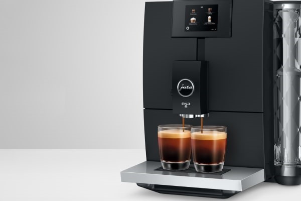 Jura ENA8 Coffee Machine pouring 2 espressos