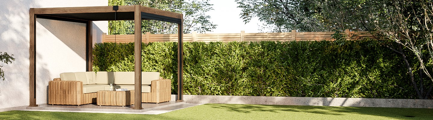 Wood Effect Aluminium Pergola Features
