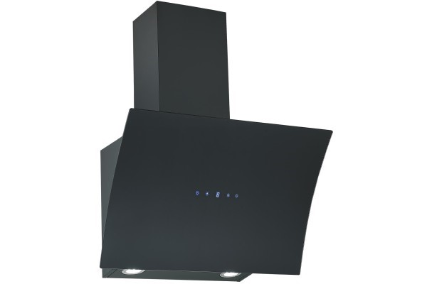 electriQ 60cm Curved Angled Hood with Touch Control - Black