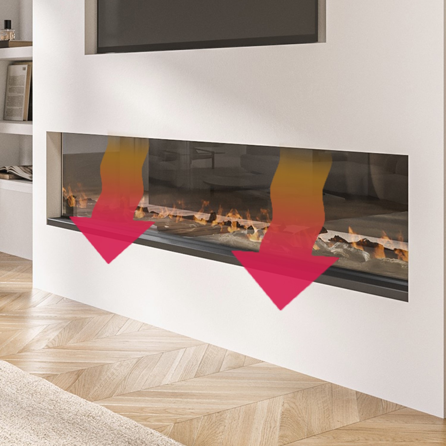 Black 50 Inch Inset Media Wall Electric Fireplace with Glass